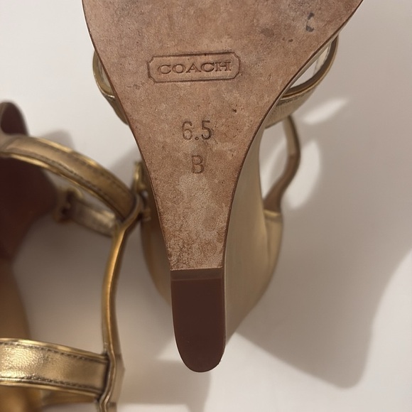 Coach Trixy Gold Metallic Open Toe Gold Strappy Sandals - Picture 6 of 6